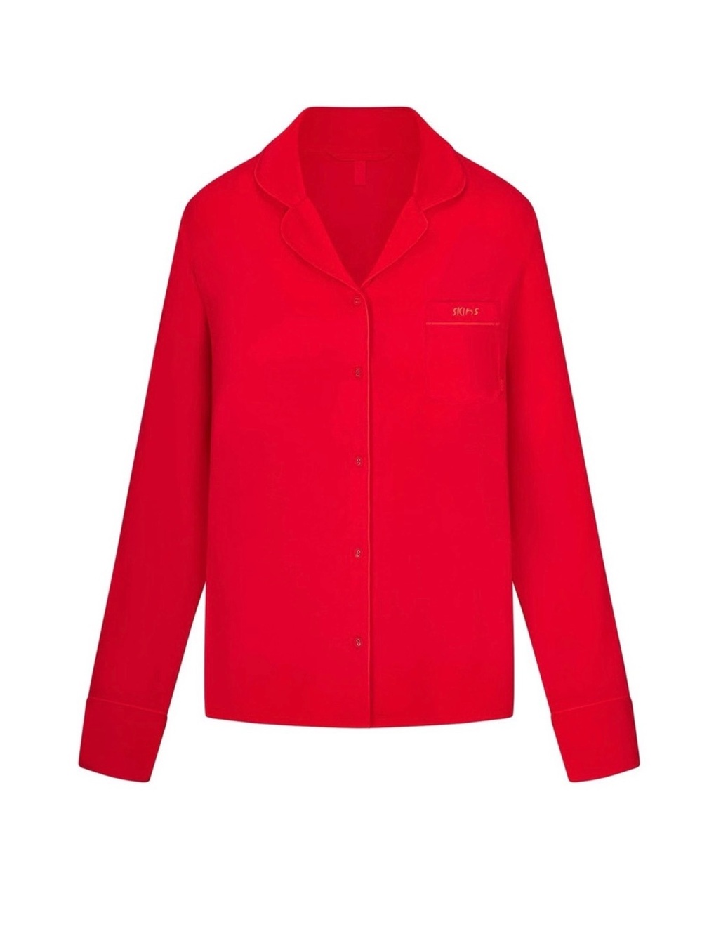 Skims Women's Red Satin-Style Pajama Top